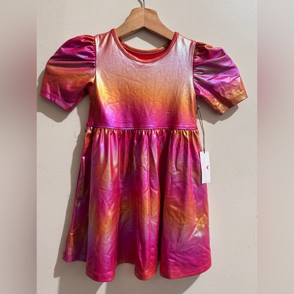 NWT Pink Chicken Pink and Orange Puff Sleeve Sundress - Picture 1 of 6